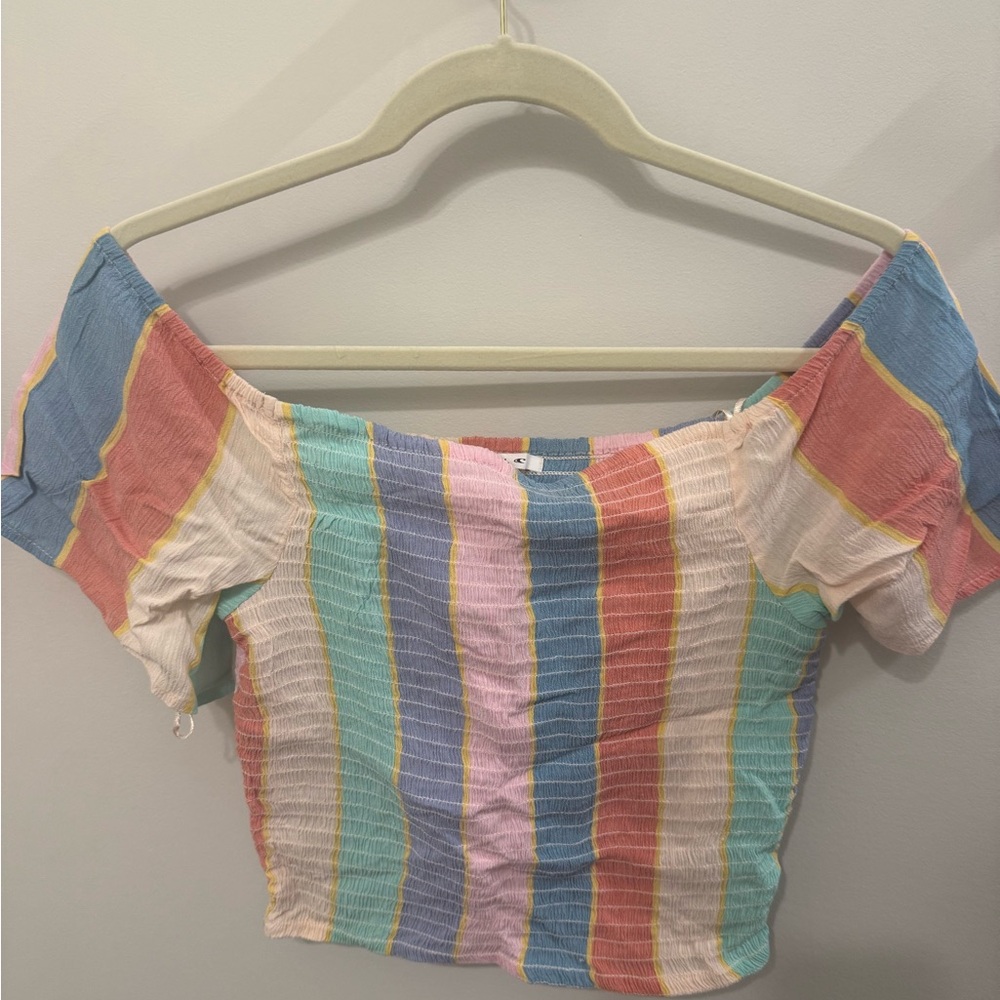 O’Neil NWT Colorful Striped Off-Shoulder Top size S